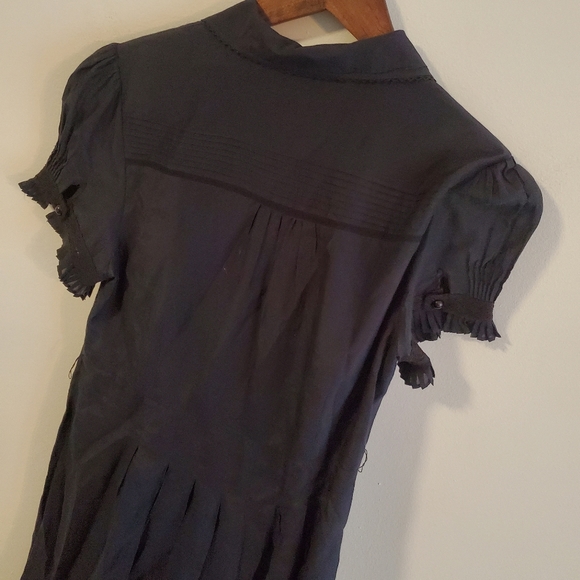 KENZIE designer goth Prarie dress navy blue cottagecore size Medium ruffle lace - Picture 9 of 11